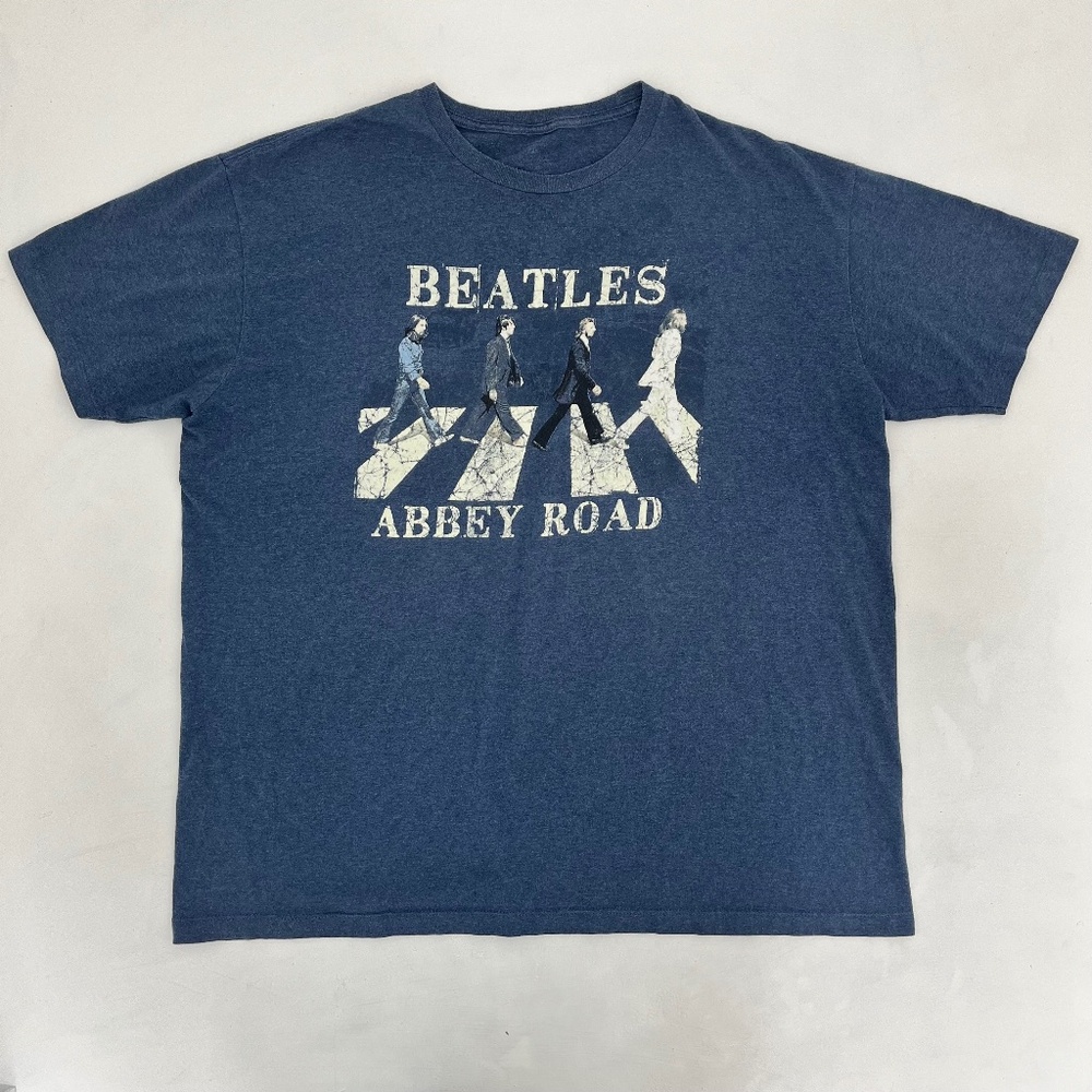 Mens The‎ Beatles Abbey Road T-Shirt Blue Graphic Short Sleeve Outdoor Casual
